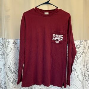 Pink Victoria’s Secret long sleeve, maroon one pocket extra small 100% cotton